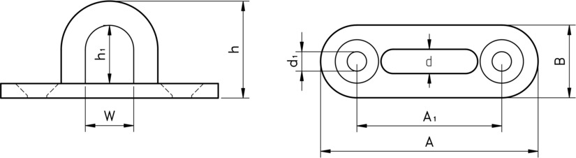 technical drawing of Oblong Pad Eye Plate