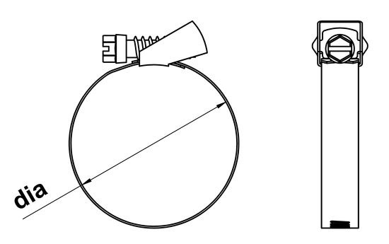 technical drawing of Quick Release Hose Clamp
