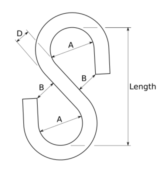 technical drawing of S Hook Symmetrical Shape