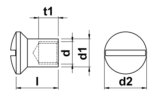 technical drawing of Sleeve Nuts With Pan Head and Slot