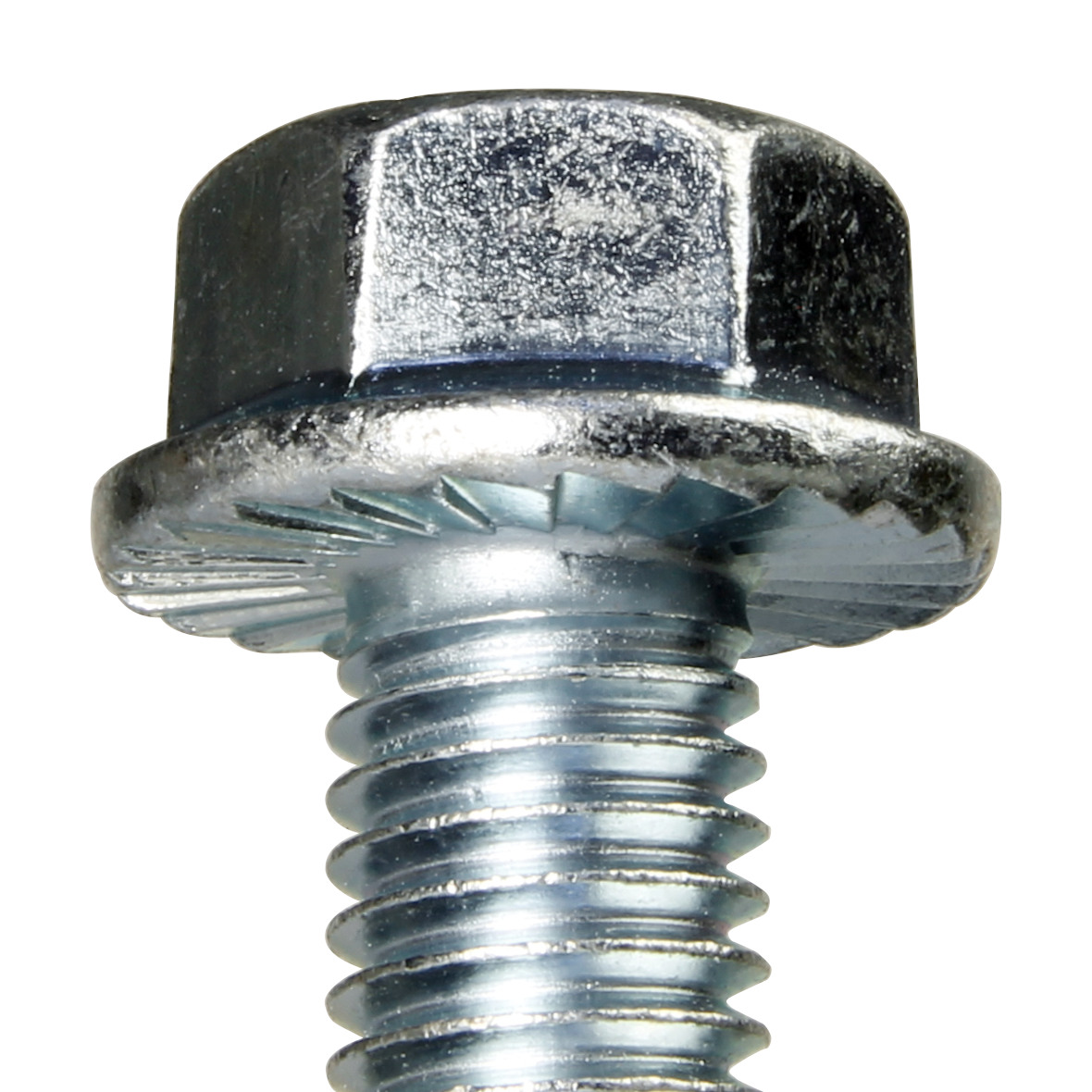 Hex Flange Bolt Serrated Full Thread UNC 1/4 x 5/8 inch in BZP