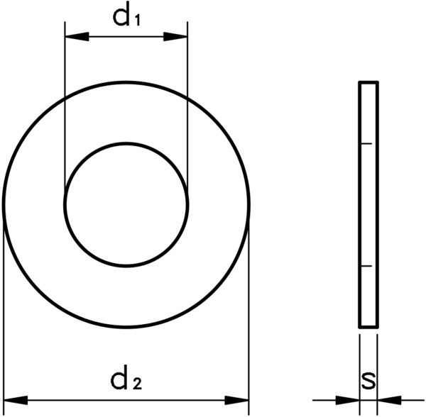 technical drawing of Metric Red Fibre Flat Washer