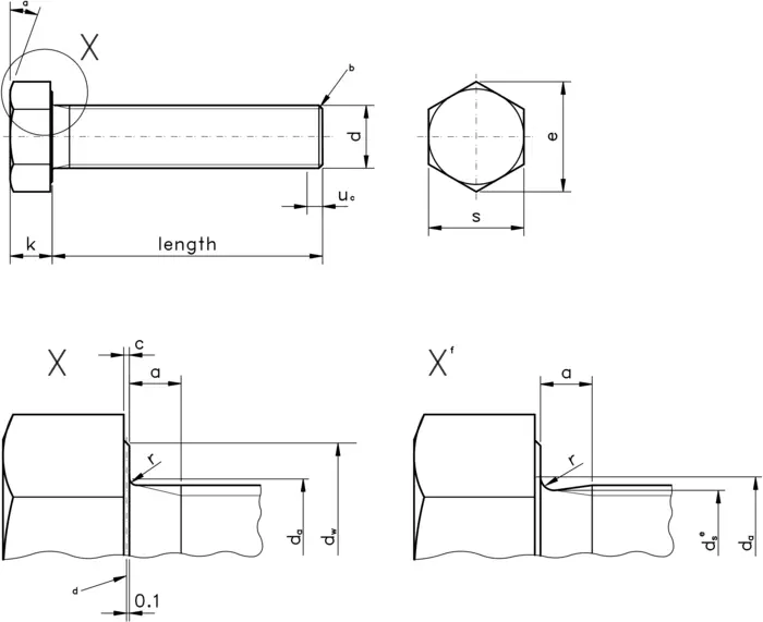 Hex Head Set Screw Fully Threaded Hex Bolt, DIN 933