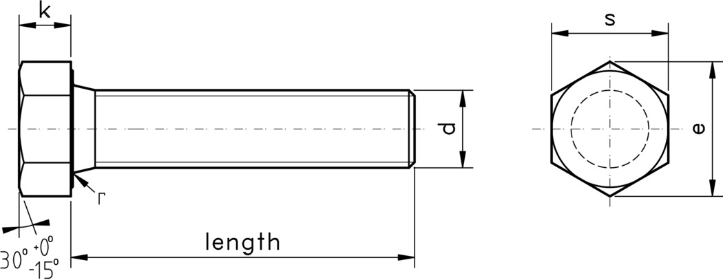 technical drawing of UNC hex set screws, to ASME standard ASME B18.2.1 and ASME B18.6.3.