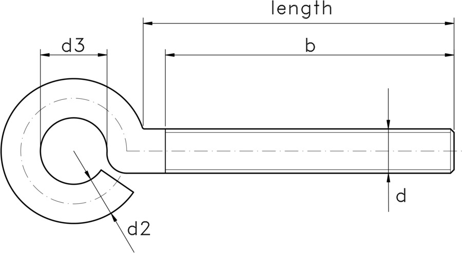technical drawing of a Screw Eye with Metric Thread.