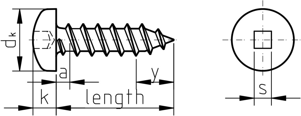 Figure 1: Square Drive Pan Head Self Tapping Screws