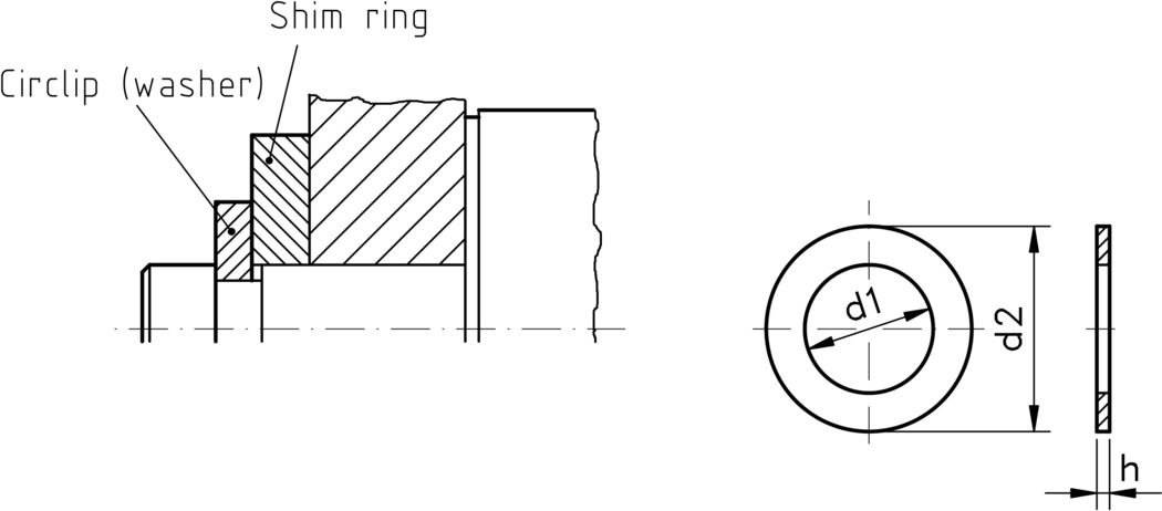 technical drawing of Shim Ring, to DIN 988