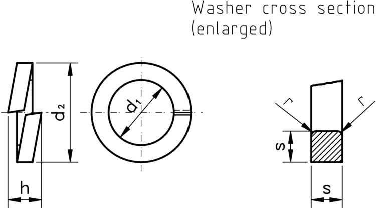 technical drawing of Spring Washer - DIN 7980