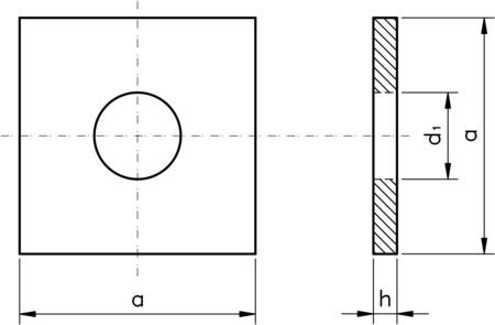 technical drawing of Square Plate Flat Washers - DIN 436