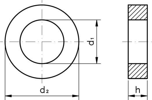 technical drawing of Structural Steelwork Washers, to DIN 7989-1