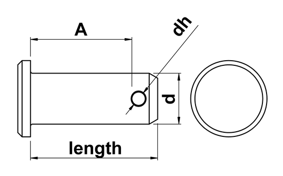 technical drawing of Clevis Pins