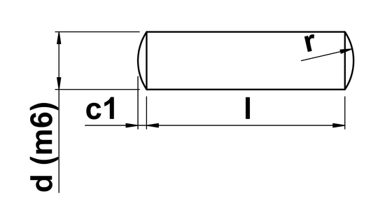 technical drawing of Dowel Pin (DIN 7)