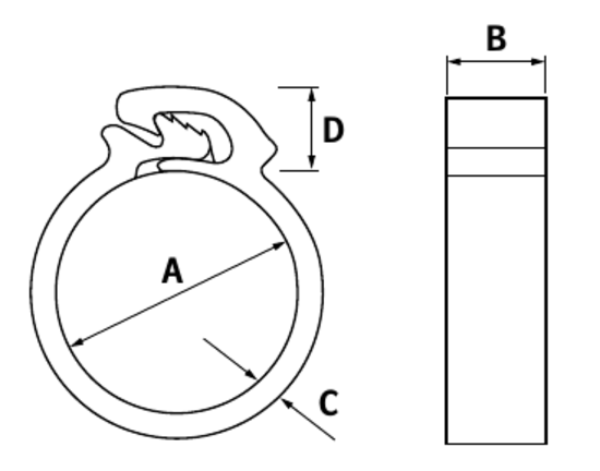 technical drawing of Ezyclik Hose Clips