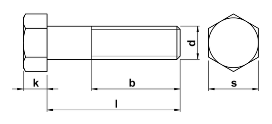 technical drawing of Hex Head Bolt ASME B18. 2.1