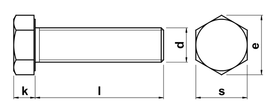 technical drawing of Hex Head Setscrews with fine pitch DIN 961