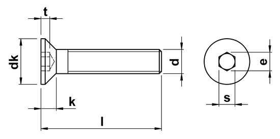 technical drawing of HoloKrome Socket Head Countersunk Screws