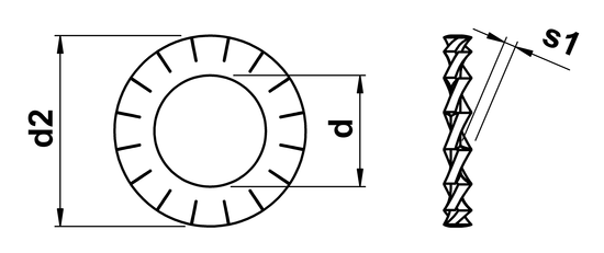 technical drawing of Imperial External Serrated Lock Washer