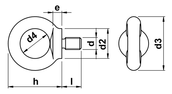 technical drawing of Lifting Eye Bolts (similar to DIN 580)