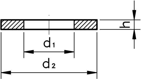 technical drawing of Plain Flat Washer ISO 7089 - 200HV & 300HV