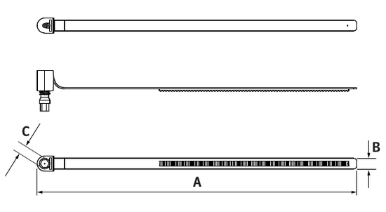 technical drawing of Plasclip Plastic Hose Clips