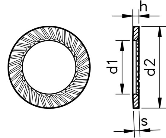 technical drawing of Schnorr Safety Washer Type S
