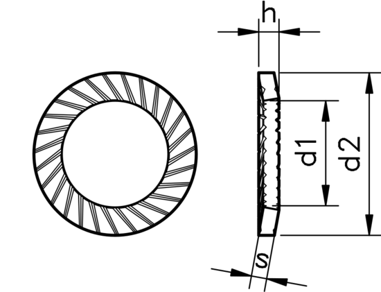 technical drawing of Schnorr Washer Type VS