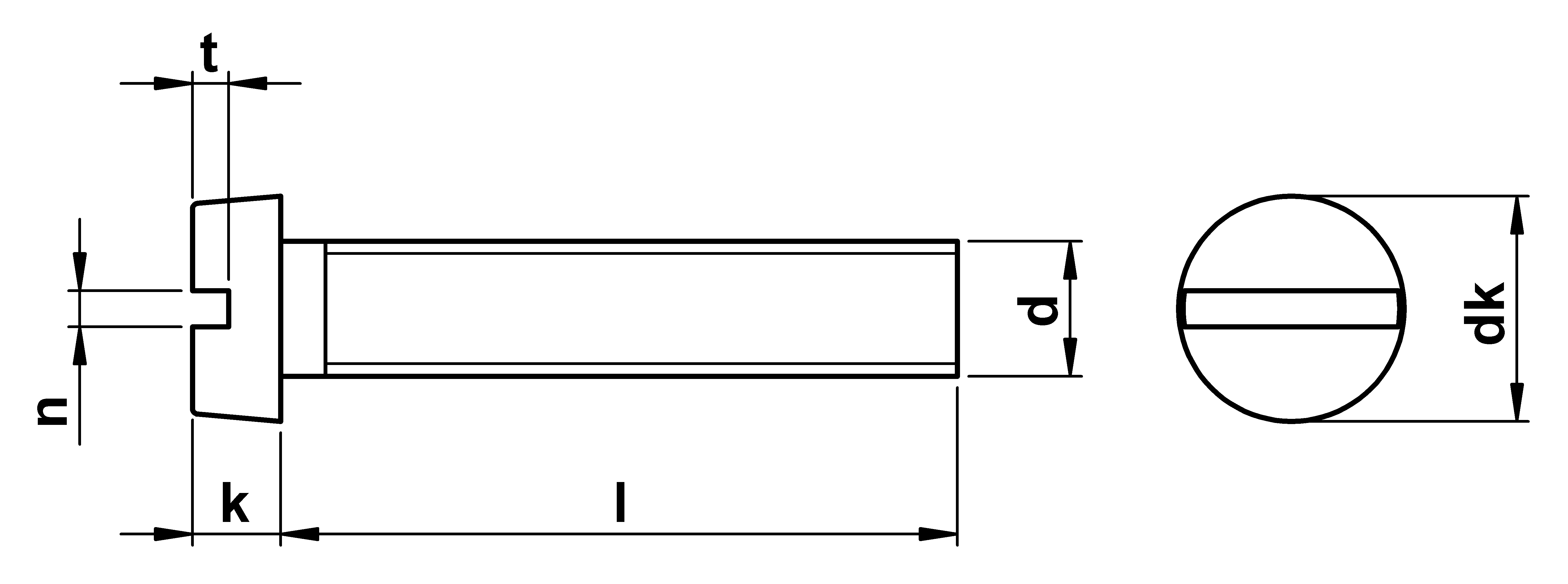 technical drawing of Slotted Cheese Head Machine Screws DIN 84