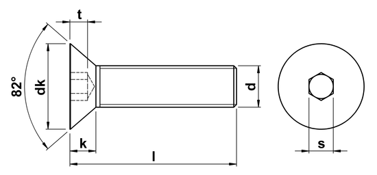 technical drawing of Socket Head Countersunk Screws ASME B18. 3-2003