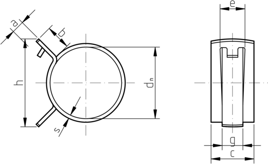 technical drawing of Spring Band Clamp