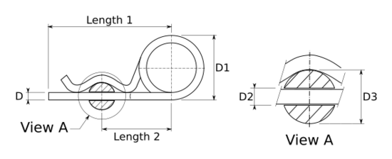 technical drawing of Spring R-Clips