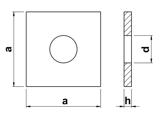 technical drawing of Square Plate Flat Washers DIN 436