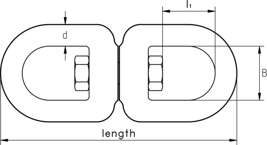 technical drawing of Swivel Shackle with Eyes