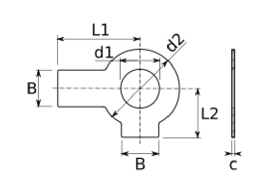 technical drawing of Tab Washers to DIN 463