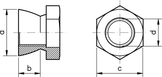 technical drawing of Tamper Proof Security Shear Nuts