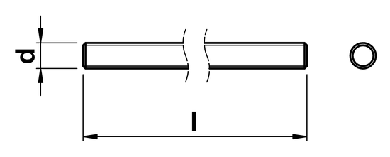 technical drawing of Threaded Rod DIN 975