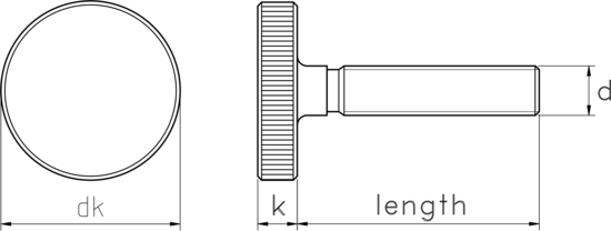 technical drawing of Thumb Screw Low Type DIN 653