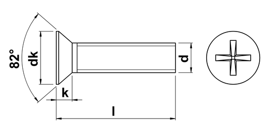 technical drawing of UNC Phillips Csk Machine Screws ASME B18.6.3