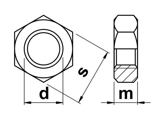 technical drawing of UNF Half Nuts ASME B18. 2.2