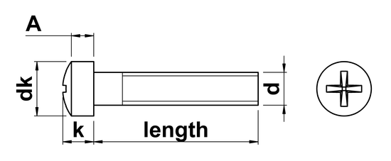 technical drawing of UNF Phillips Fillister Head Machine Screws ASME B18.6.3