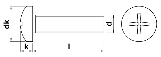 technical drawing of UNF Phillips Pan Head Machine Screws ASME B18.6.3