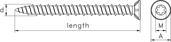 technical drawing of Ulti-Mate Professional Stick-Fit Concrete Screws