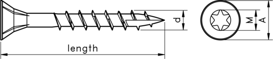 technical drawing of Ulti-Mate Professional Stick-Fit Wood Screws