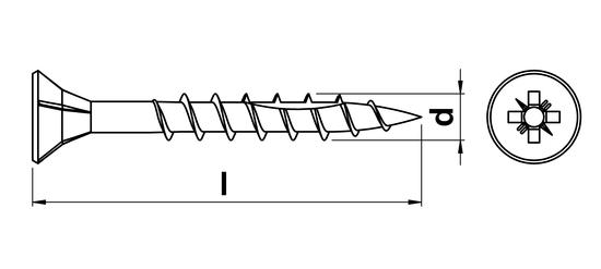 technical drawing of Ulti-Mate Professional Wood Screws