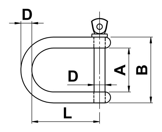 technical drawing of Wide D Shackle