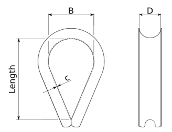 technical drawing of Wire Rope Thimble, Sim. DIN 6899