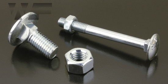 coach bolts with nuts m10 x 230mm in zinc plated steel iso 8677