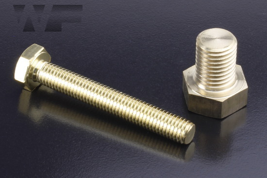 Brass Hex Set Screw fully threaded bolt DIN 933. M5 