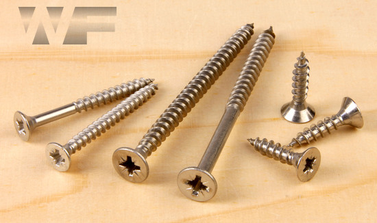 3mm 4g A2 STAINLESS STEEL POZI COUNTERSUNK FULLY THREADED CHIPBOARD WOOD SCREWS 
