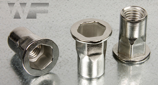 Rivet Nut Hex with Flat Head, Open Type in A4 image