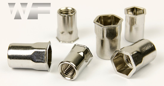 Rivet Nut Hex with Small Countersunk Head, Open Type in A2 image